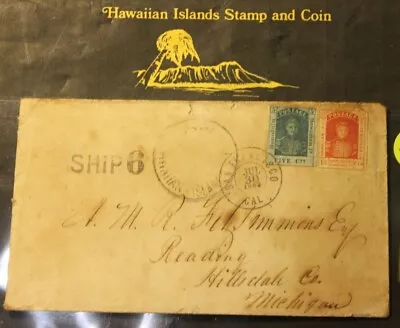 $1500 • Buy 1862 Scott #s 9, 6 Blue Five Cent And Red Thirteen Cent Hawaiian Cover