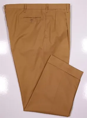 Gianni Campagna Milano Bespoke Light Brown 150s Cotton Pleated Dress Pants 36x28 • $195