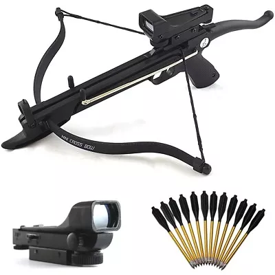 Mini 80 Lb Self Cocking Pistol Gun Crossbow + Red Dot Scope & 15 Aluminum Arrows • $62.95