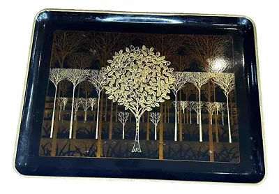 Vintage Black Lacquer Otagiri Japan Gold Trees Serving Tray • $14.99