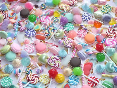 £4.99 • Buy Mixed Clay/Resin Cabochons Fake Food Macaroons Flumps Lollipop Sweets 🍧🍦🍭🍬🍩