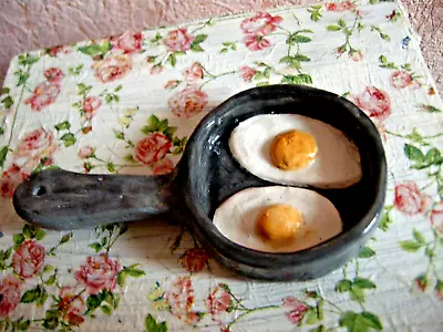 Ceramic Frying Pan Scrambled Eggs Valentine's Day Gift Kitchen Decor Handmade • £21.11