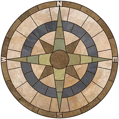36  Slate Limestone & Travertine Tile Admirals Compass Rose Mosaic Medallion • $1395