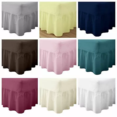 Plain Dyed PollyCotton Fitted Valance Sheet Single Double King Super King • £3.49