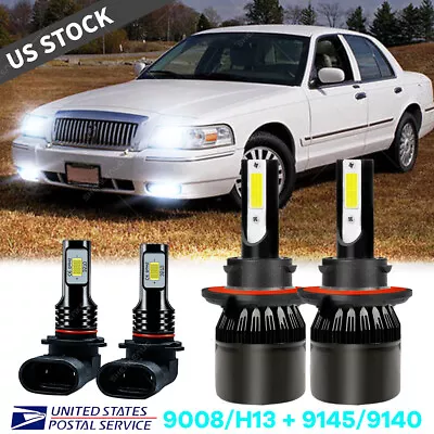 For Mercury Grand Marquis 2006-2011 - 4PC LED Headlight Hi-Lo + Fog Light Bulbs • $27.62