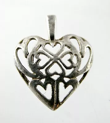 Sterling Silver Irish Shamrock Heart Pendant Hearts Design 925 .9g .75 Inch • $27