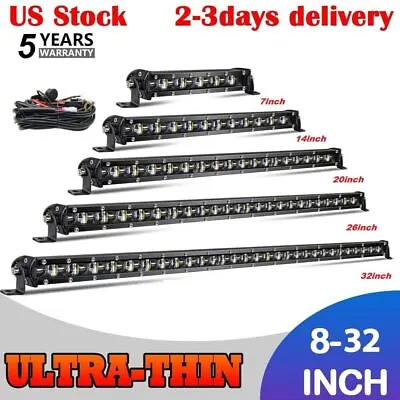 6D 8  14'' 20'' 26  32  Led Bar Slim Single Row Led Work Light Bar Off Road 4x4 • $11.86