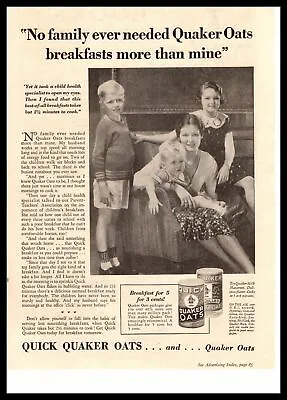 1932 Quaker Oats Quick Oatmeal Breakfast Mom Can Prepare For Children Print Ad • $9.95