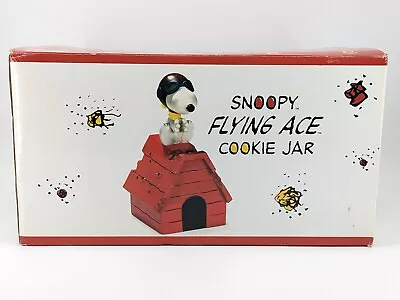 Snoopy FLYING ACE Cookie Jar PEANUTS Red Baron Fighter Pilot | New Open Box • $225