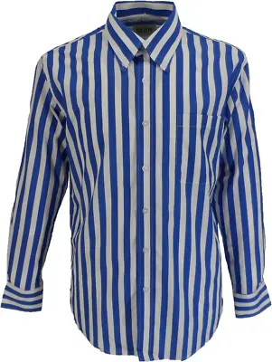 Mazeys Retro Mod Vintage Blue/White Stripe Button Down Shirts • £37.99