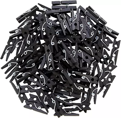 100 Pack Wooden Mini Clothes Pins For Photos 1 Inch Black Clips For Scrapbookin • $11.57