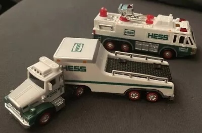 Lot Of 2 Mini Hess Emergency Truck & Trailer Truck Toys 2018-2019 (incomplete) • $9