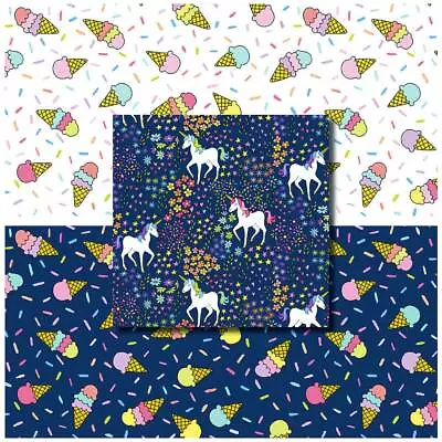 BELIEVE UNICORN COTTON FABRIC RANGE By Makower Fabrics * Quilting * Craft * D... • £7.48