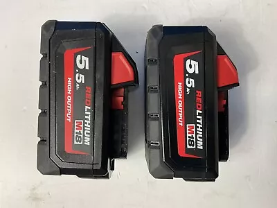 2 X Milwaukee M18HB5.5 18V High Output 5.5Ah Red Lithium-Ion Battery • £109