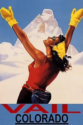 $44.75 • Buy Winter Tourism Vail Colorado Snow Mountains Ski Vintage Poster Repro FREE S/H