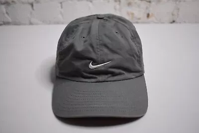 Vintage Nike Hat Cap Strap Back Gray White Mini Swoosh Dad Light Outdoor Men • $14.99