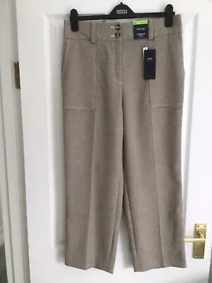 £10.99 • Buy M&S Evie High Rise Straight Leg 7/8 Cropped Trousers Size 12 Reg. Camel Check