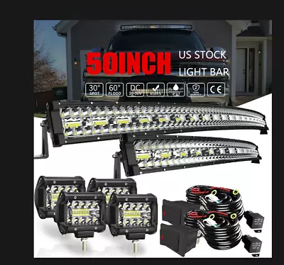 50 Inch 684W LED Light Bar Combo + 22  +4  CUBE PODS OFFROAD SUV For Ford 50/22  • $124