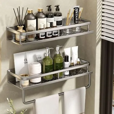 Bathroom Storage Shelf Wall Mounted Space Saving Aluminum Shower Storage Rack • $24.69