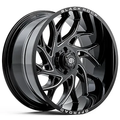 BLACK ROCK STRYKER 22x10 6x139.7 +10 GLOSS BLACK MILLED WHEELS 4X4 RIMS 6-STUD • $2249