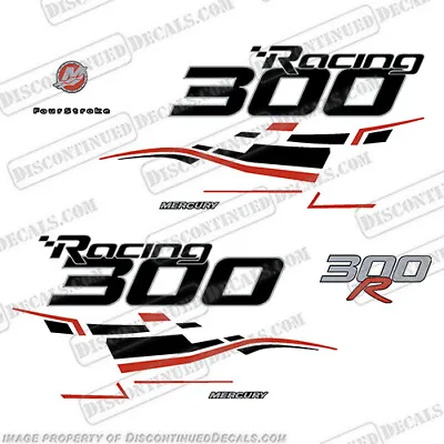 Fits Mercury 300R Racing Decals - Black - Silver - Red Accent • $139.95