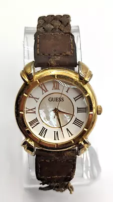 Rare Vintage 1992 Guess Watch Gold Tone Guess? WR Keeps Time New Battery • $12.32