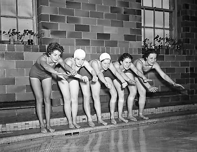 1936 Swimmers Preparing To Dive Into Pool Vintage Old Photo 8.5  X 11  Reprint • $13.58