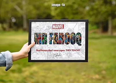 Marvelous Tribute: Personalized End-of-Year Teacher Marvel Gift -A3 Size 42x30cm • £12.99