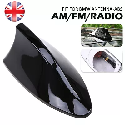 Universal Car SUV Shark Fin Aerial Antenna Roof AM/FM Radio Signal Gloss Black • £6.97