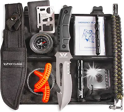 WEYLAND Emergency Survival Kit - Outdoor Survival Gear Full Size Tactical Bushc • $44.92