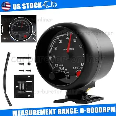 3.75  12V Car Tachometer Gauge Meter 0-8000 RPM With LED Shift Light Universal • $18.59