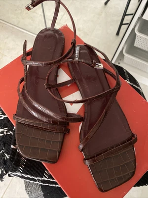 $49.99 • Buy STAUD Gitane Brown Croc Leather Strappy Sandal 8 US RETAIL $275 .Sell 4 $49.99