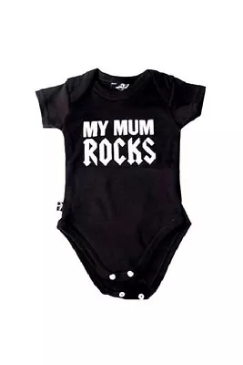 £6.99 • Buy Darkside Clothing 6-12 Months MY MUM ROCKS 100% Cotton Black Baby Grow  BNWT  