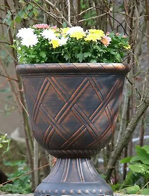 £26.99 • Buy Large Round Garden Urn Plant Pot Flower Pots Planter Outdoor Home Patio Stand