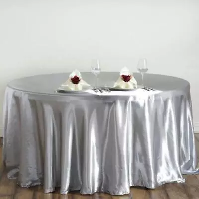 120-Inch ROUND SATIN TABLECLOTH Dinner Wedding Party Linens Decorations Sale • $19.20