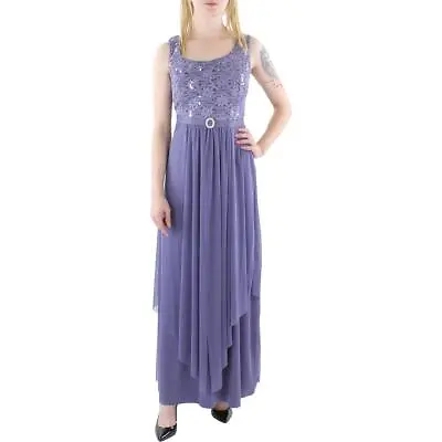 R&M Richards Womens Purple Sequined Lace Evening Dress Gown 14 BHFO 8138 • $15.99