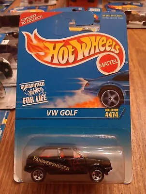 Vintage 1995 Hot Wheels VW Golf Black Collector #474 (5 Spoke With Logo Variant) • $10.95