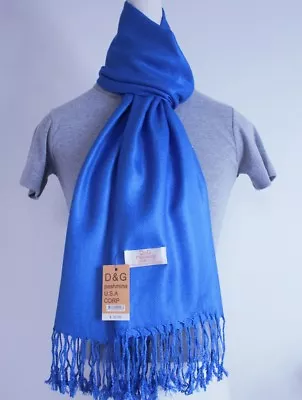 DG Pashmina Scarf Shawl WrapSolid Royal Blue Silk Cashmere.Soft • $11.99