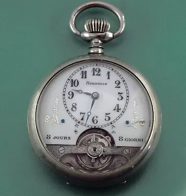 8 DAYS Antique Pocket Watch HEBROMAS In Working Condition Vintage Late 1800s • $899