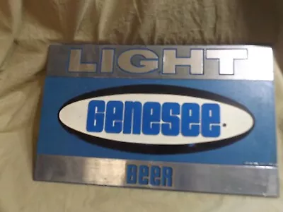 Vintage Blue Plastic Bar Sign GENESEE LIGHT BEER ~9.75x15.75  Well Used • $14.99