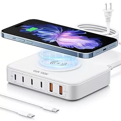 100W USB Charging Station With 15W Wireless Charger 6-in-1 Multiple USB Port... • $91.25