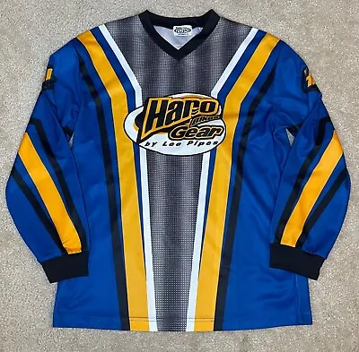 VTG 90s Haro Lee Pipes BMX Bike L/S Jersey - Youth Boys XL 18/20 Yellow Blue #28 • $26.39