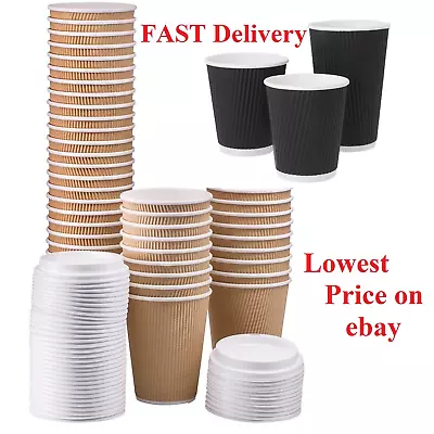 8oz 12oz 16oz Kraft Tea & Coffee Cups.  Brown.  TRIPLE WALL • £8.95