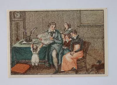Vintage Family At Table 18th Century Art Match Box Label • $5