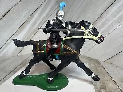 Vintage 1995 Black Knight With Long Spear Blade On Black Horse Plastic • $9
