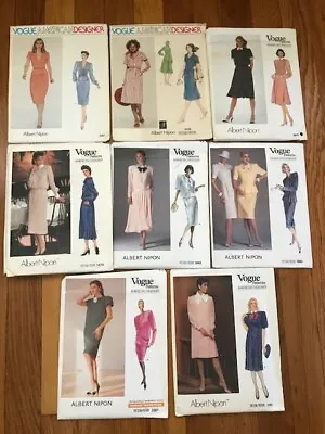 Vogue American Designer Lot (9) Albert Nipon Patterns Vtg 1980s Uncut Sz 8-12 • $24.99