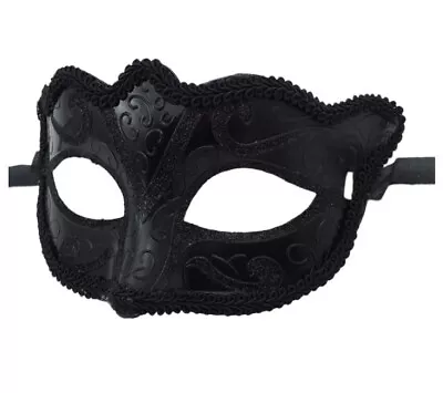 Black Venetian Masquerade Mask Party Prom Mardi Gras Halloween Costume Dancing • $4.99