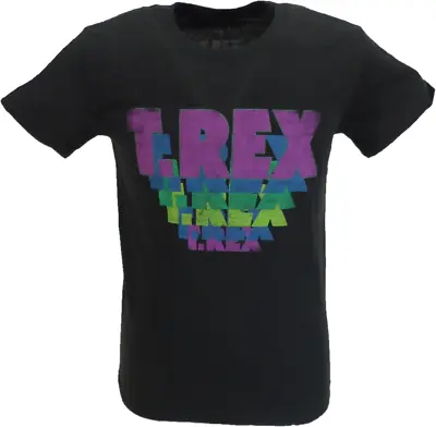 Mens Black Official T Rex Bolan Stacked Logo T Shirt • £16.99