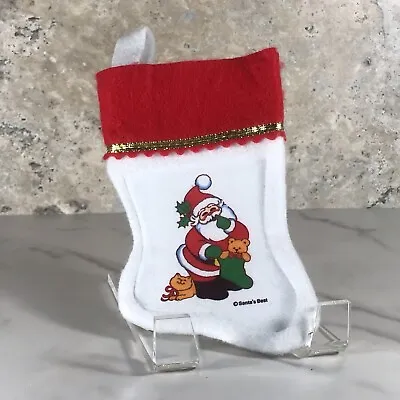 Vintage Santa's Best Small Felt Christmas Stocking - Santa Claus & Kitten • $9.99