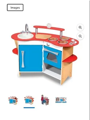 NEW IN BOX Melissa And Doug Cook's Corner Wooden Kitchen Play Set Child 3-4 • $129.95